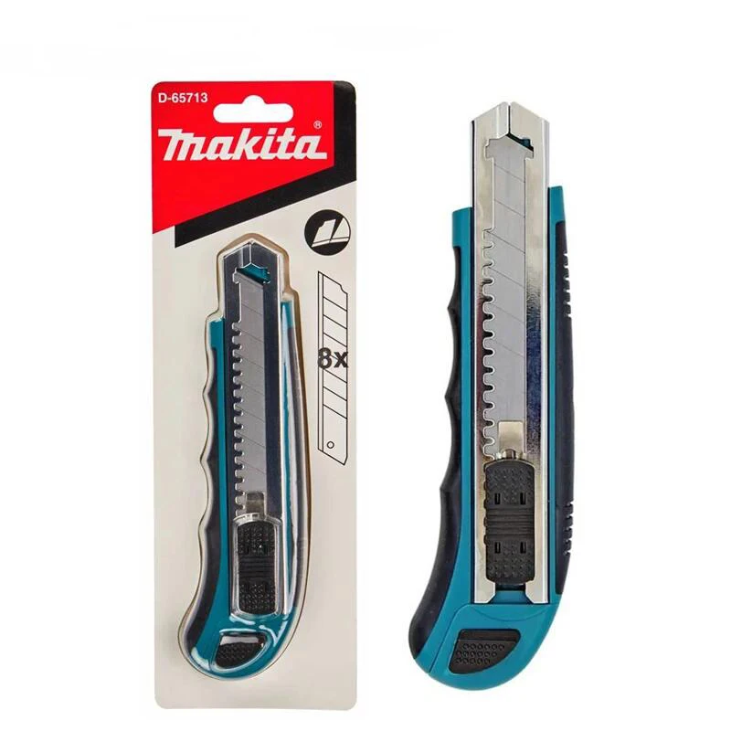 Makita Universalmesser mit Abbrechklinge, Einfaches Laden, Einziehbare Zusatzklingen, Komfortabler Gummigriff, Vielseitiges Handwerkzeug-Kombinationsset
