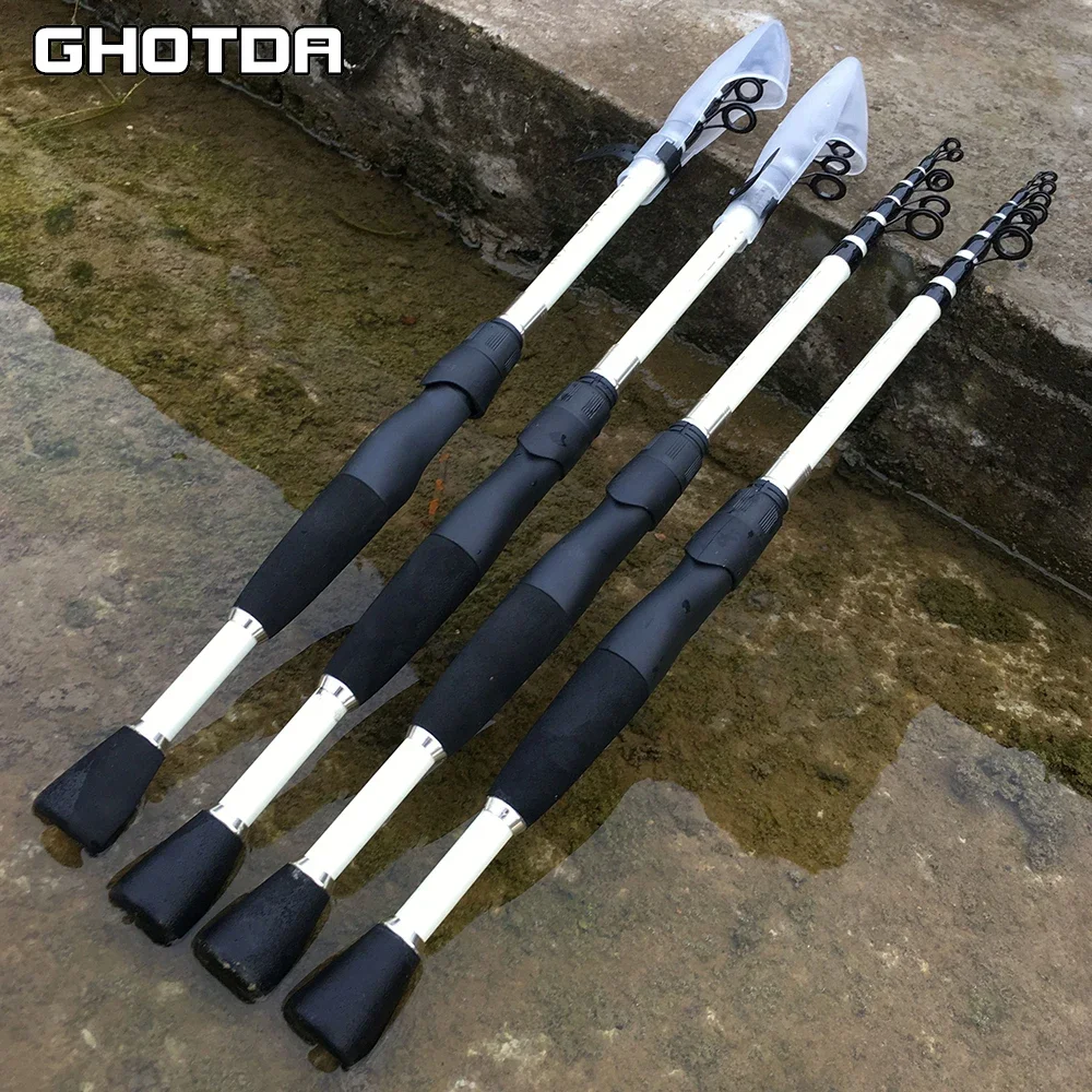 GHOTDA New  lure1.6m 1.8m 2.1m 2.4m 2.7m  Carbon Fiber Telescopic Fishing Rod Portable Spinning Rod and Spinning Reels