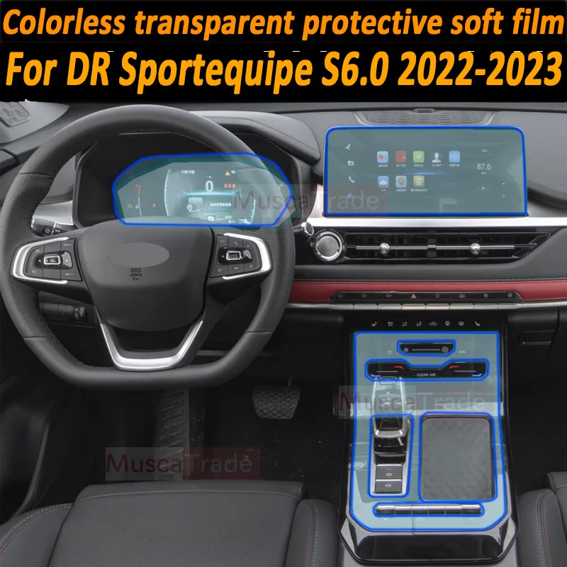 

For DR Sportequipe S6 6.0 2022 2023 Car Accessories TPU Gearbox Panel Film Dashboard Interior Protective Sticker Anti-Scratch