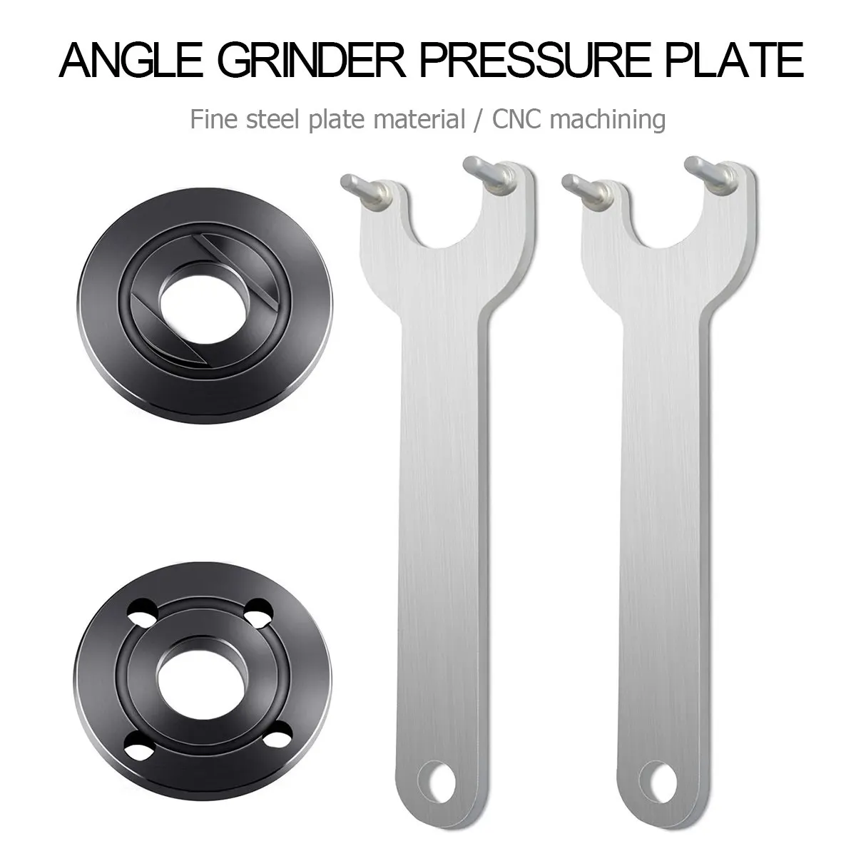 

4Pcs Angle Grinder Replacement Kit Carbon Steel 2 Wrenches 1 Upper Gasket 1 Lower Gasket for Disc Fixing on Most Grinders Long