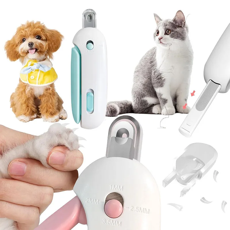 Cortador de unhas para cães e gatos, buraco ajustável com lixa de unhas para evitar corte excessivo, ferramenta profissional de aliciamento