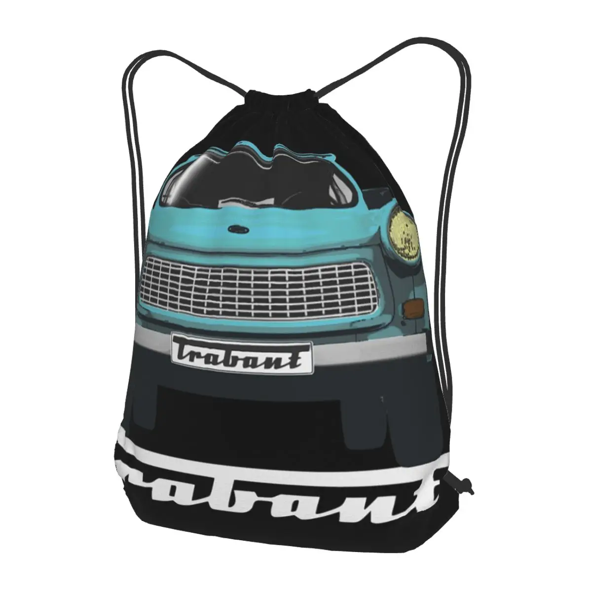 Trabant 601 Blue On Black Backpacks Casual Drawstring Bundle Pocket Sports Bag Book Bags for Man Woman School