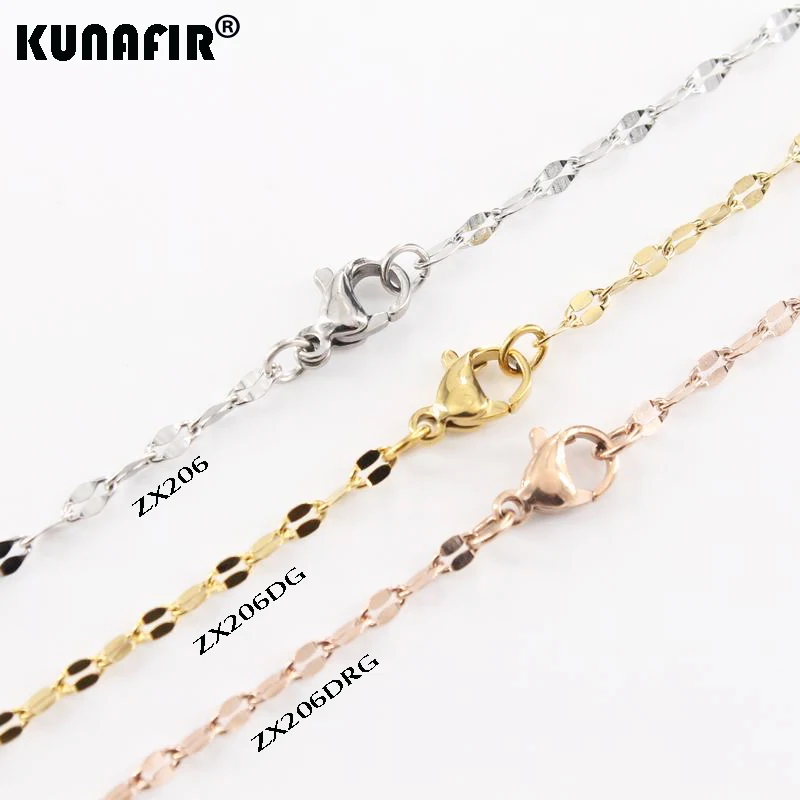 2.5mm Lips chain stainless steel necklace fashion jewelry chains ZX206 KUNAFIR