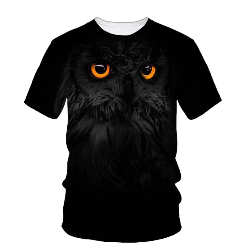 Owl Pattern 3d Printed Summer Men'S T-Shirt Animal Bird Personality Fashion Tough Guy Street Casual O Collar Loose Short Sleeve