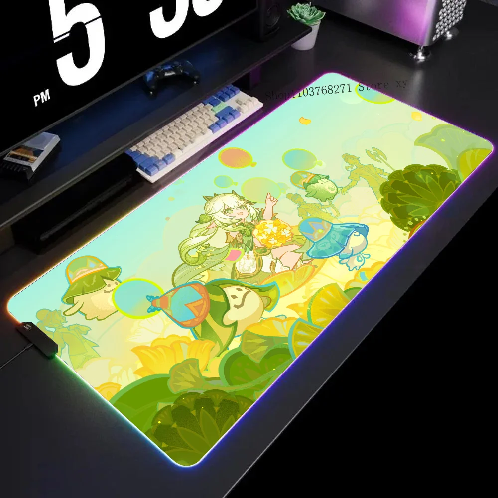 

Nahida Genshin Impact Mousepad XXL RGB Gaming Mouse Pads HD Black Gamer Accessories Large LED