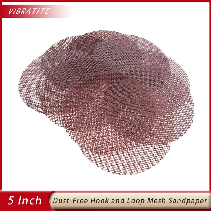 10Pcs 5inch 125mm Mesh Sanding Discs Hook&Loop Abrasive Dust Free Disc Anti-Blocking Sharp Grinding Sandpaper for Wood Furniture