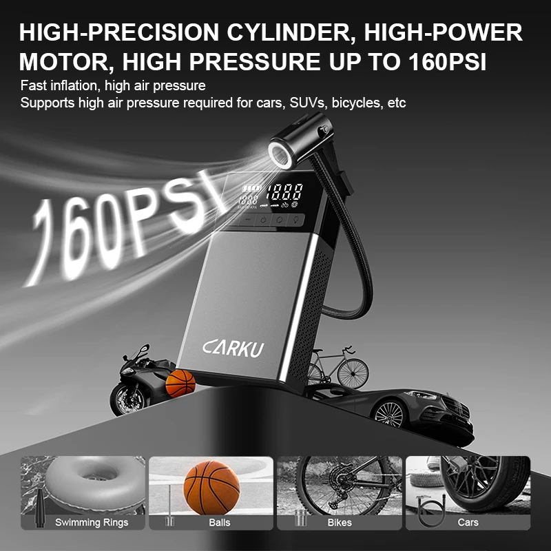 CARKU المحمولة الانتقال كاتب مع ضاغط الهواء 1200A قوة البنك منفاخ لإطارات السيارة مضخة 12 فولت بدء جهاز سيارة الداعم ODM #2