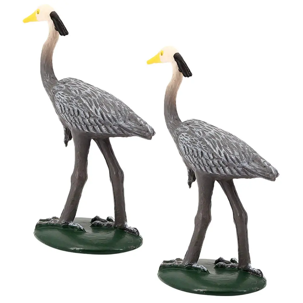 2pcs Grey Crane Garden Decoration – Realistic Simulation Sculpture for Lawn, Yard, and Landscape Ornament
