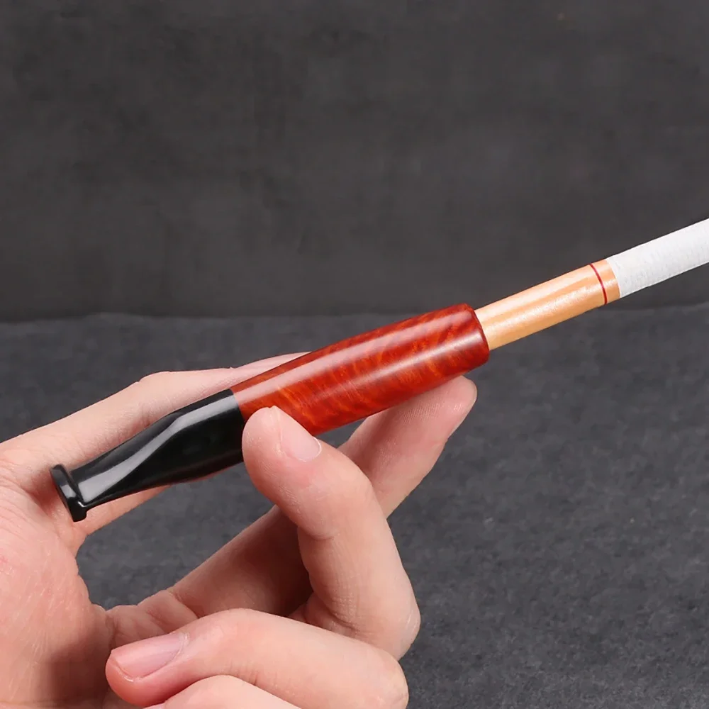 Portable Wooden Cigarette Holder Removable Solid Wood Pipe Clean Mouthpiece 9mm Replaceable Filter Element Smoke Cigarette Pipe