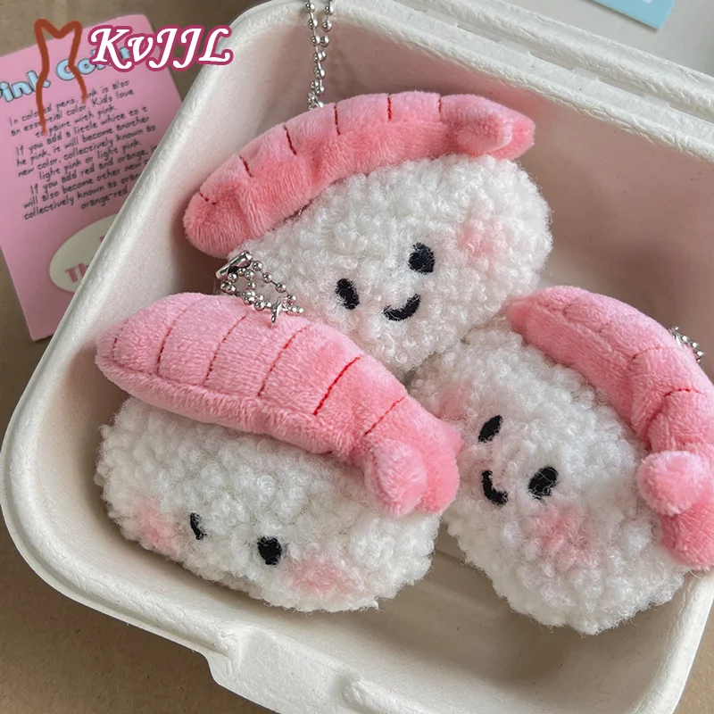 Sweet Shrimp Sushi Plush Doll Soft Stuffed Doll Keychain Car Key Holder Backpack Pendant School Bag Decoration Couple Gifts