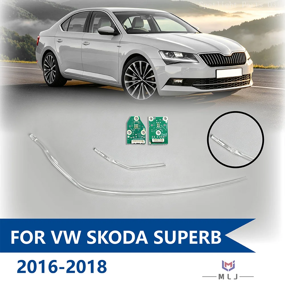 For 2016-2018 Volkswagen Skoda Superb Headlight LED DRL Bar Acrylic Light Guide Tube Light Guide Strip Angel Eye Board DRL Chip