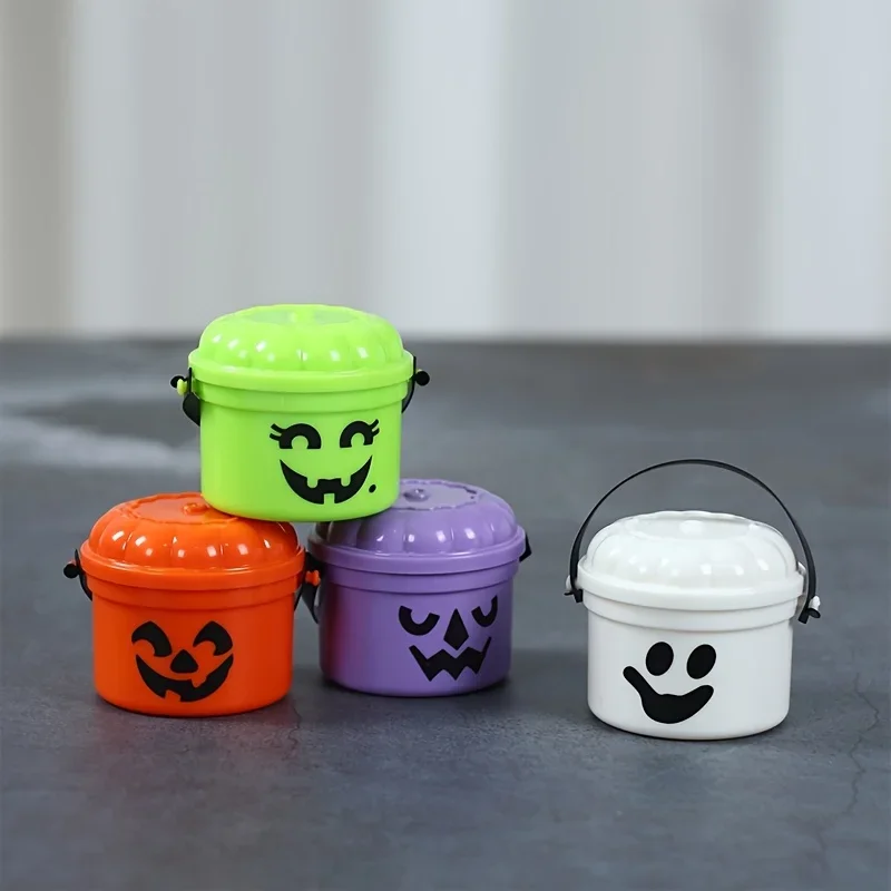 Niedlicher Plastik-Halloween-Eimer mit „Trick or Treat“-Slogan, robuste Süßigkeitendose, gruselige Partydekoration für Halloween-Aktivitäten. – Detail 7