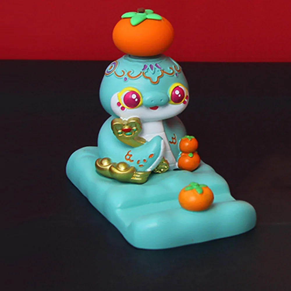 Figurine de serpent du zodiaque, dessin animé, artisanat en résine, support de téléphone portable, conception de fente, support de téléphone serpent créatif, décoration de maison