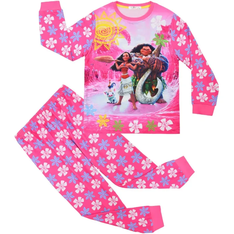 Sky03 ファッション新モアナガールパジャマ服幼児子供パジャマ子供パジャマトップスパンツホームウェア衣装セットホーム se55Ku%