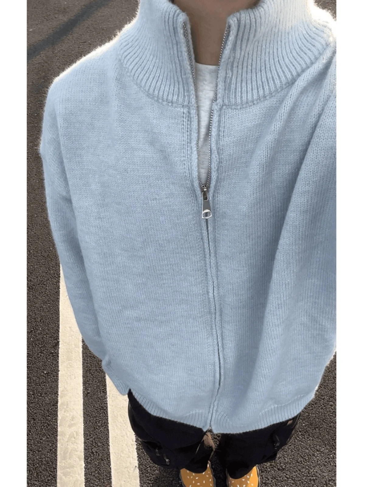 

ay Cleanfit Stand Collar Knitted Cardigan Men's Autumn Winter Korean Sle Lazy Feel High End Zipper Knitwear