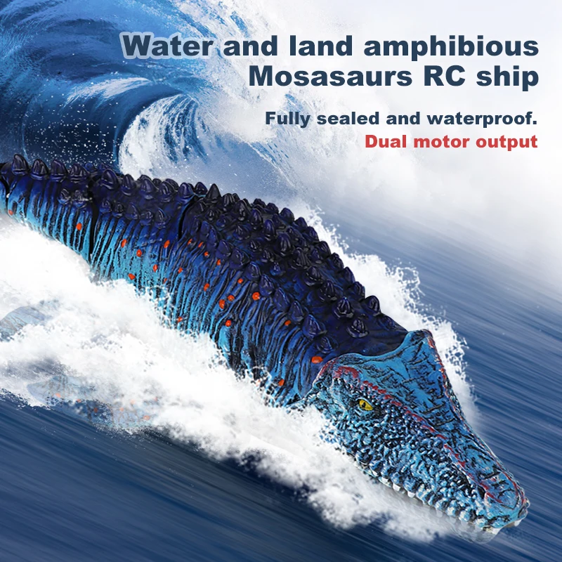 2.4G RC  Crocodile Simulation Animal Remote Control Ship Mosasaurus Swinging Dragon Outdoor Waterproof Toy Children Xmas Gift