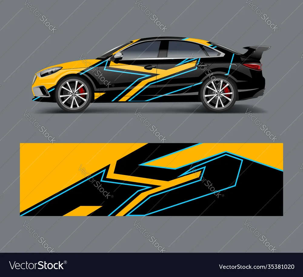 Lightning Car Decal Car Graphic Decal Full Body Racing Vinyl Wrap Car Full Wrap Sticker Decorative Length 400cm Width 100cm