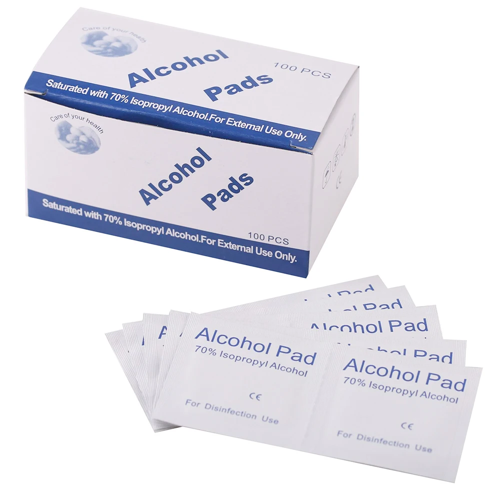 100Pcs/Box Alcohol Wet Wipe Disposable Prep Swap Pad Antiseptic Skin Cleaning Makeup Pad