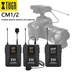 XTUGA Wireless Lavalier Microphone Audio Monitor System For Camera Mic UHF Wireless Lapel Smartphones DSLR Cameras Interviews