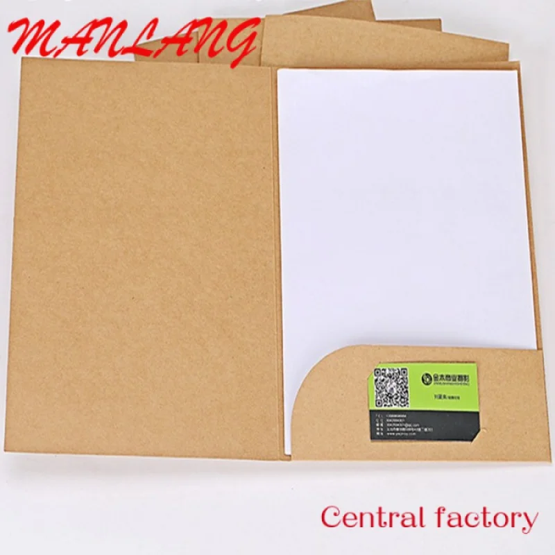 Custom  A4 paper file folder with pocket and business slots custom logo