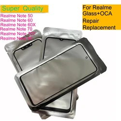 10Pcs/Lot For Realme Note 80 70 70T 60 50 Touch Screen Panel Front Outer Glass With OCA Replacement