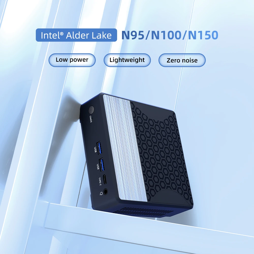 YCTipc Alder Lake N150 Mini PC Windows 11 Pro WiFi5 BT4.2 DDR4 16GB RAM 512GB NVMe SSD RJ45 Desktop Office