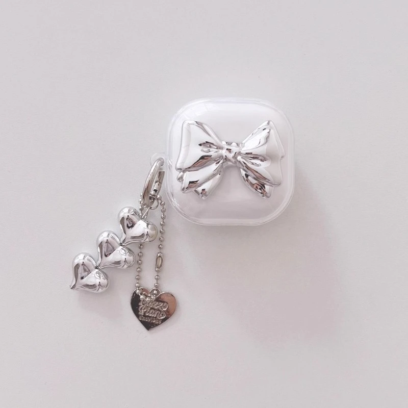 

Transparent Silver Bowknot For Anker Soundcore R60i NC P31i Case TPU Soft Case Suitable for Soundcore R60iNC Protective Sleeve