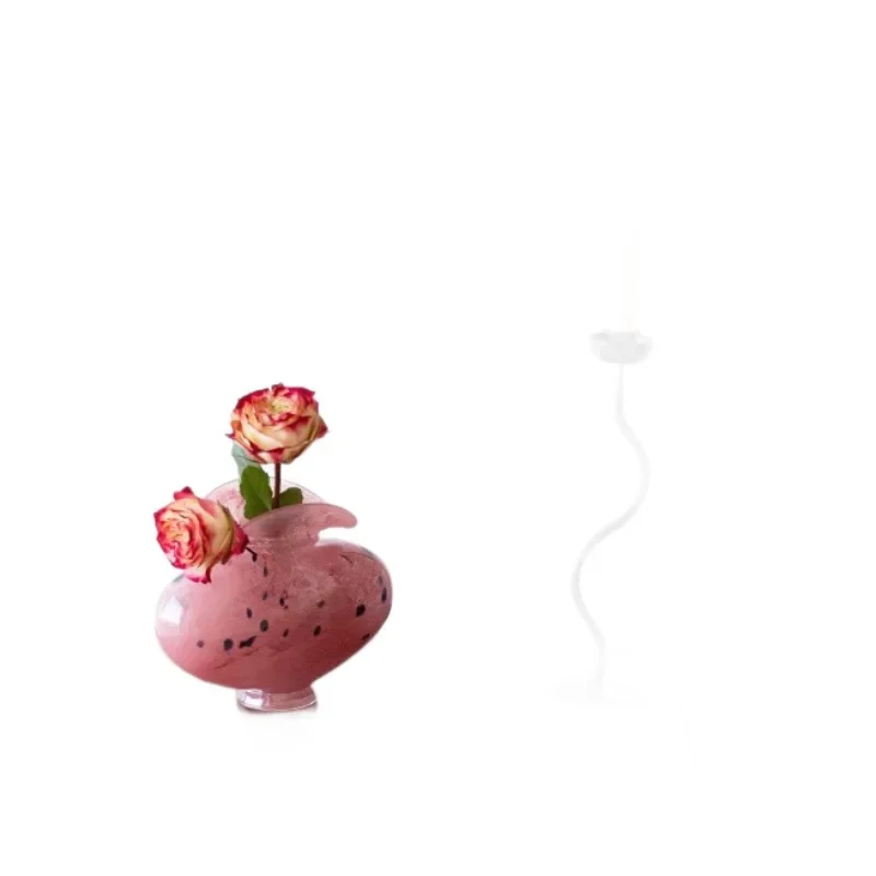 

French medieval glazed vase ornament light luxury high sense point pink living room desktop flower arrangement decoration