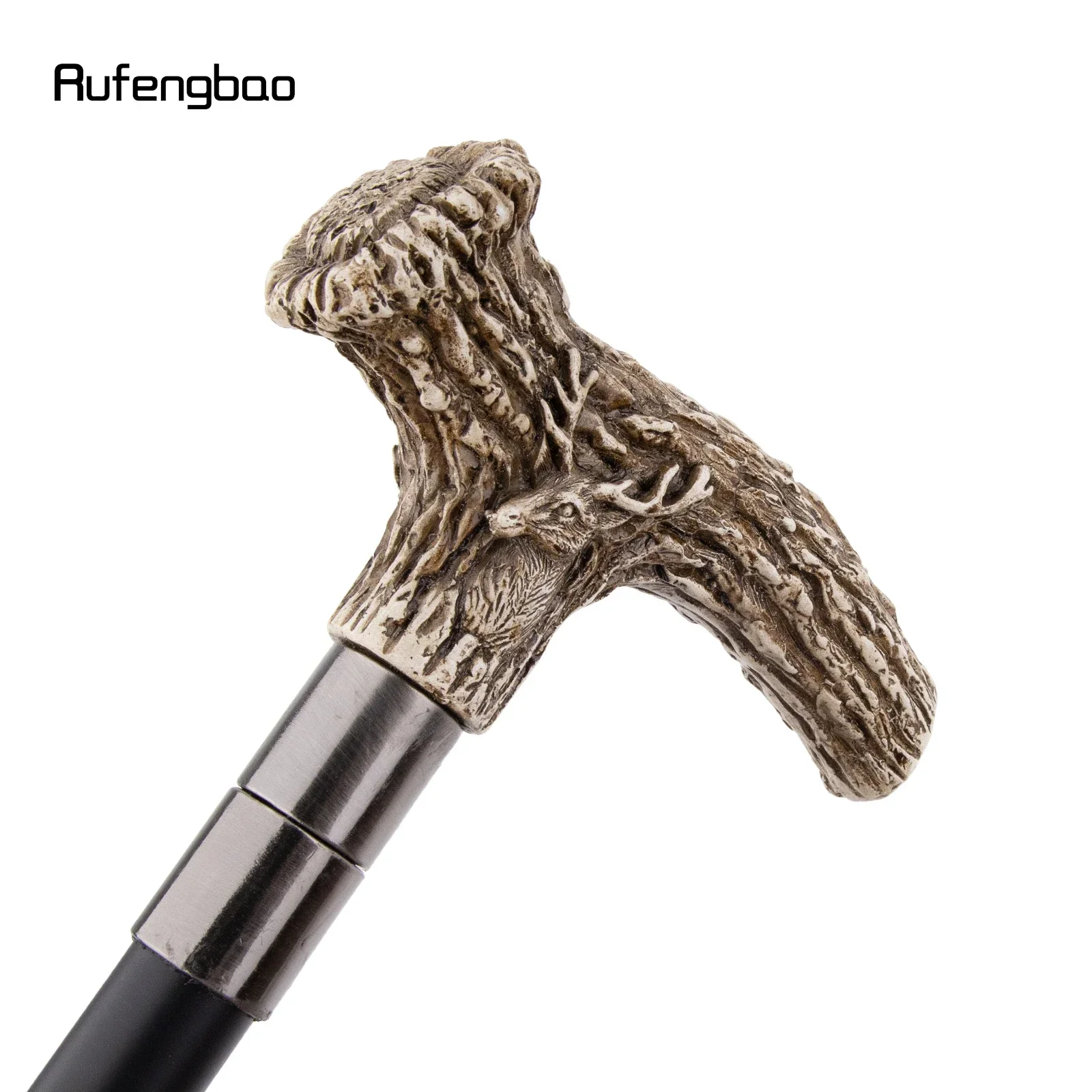 الأبيض الراتنج الغزلان شجرة الجذر رئيس عصا للمشي موضة الزخرفية الصلب عصا شهم أنيقة تأثيري قصب مقبض Crosier 94 سنتيمتر