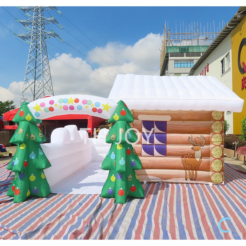 fast air ship to door, 6x4m/8x5m big inflatable Santa Grotto House Christmas House cabin tent for Christmas decoration