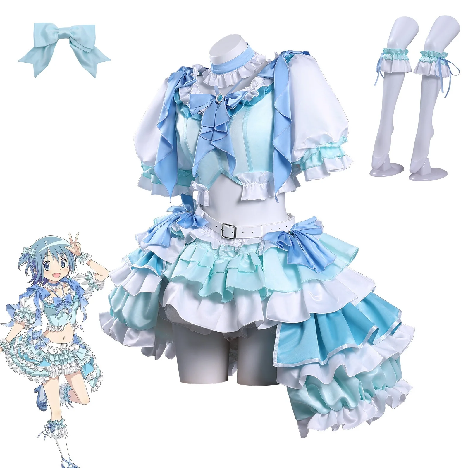 Miki Sayaka Cosplay Costume Wig Anime Puella Magi Madoka Magica Miki Sayaka Woman Christmas Halloween Party Stage Costume‌