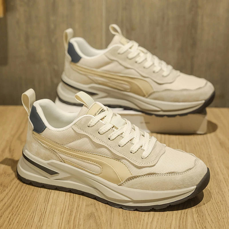 

Versatile Men's Sports Shoes Lightweight Thick Bottom Casual Fashionable Breathable Leather Upgraded Version for All Seasons