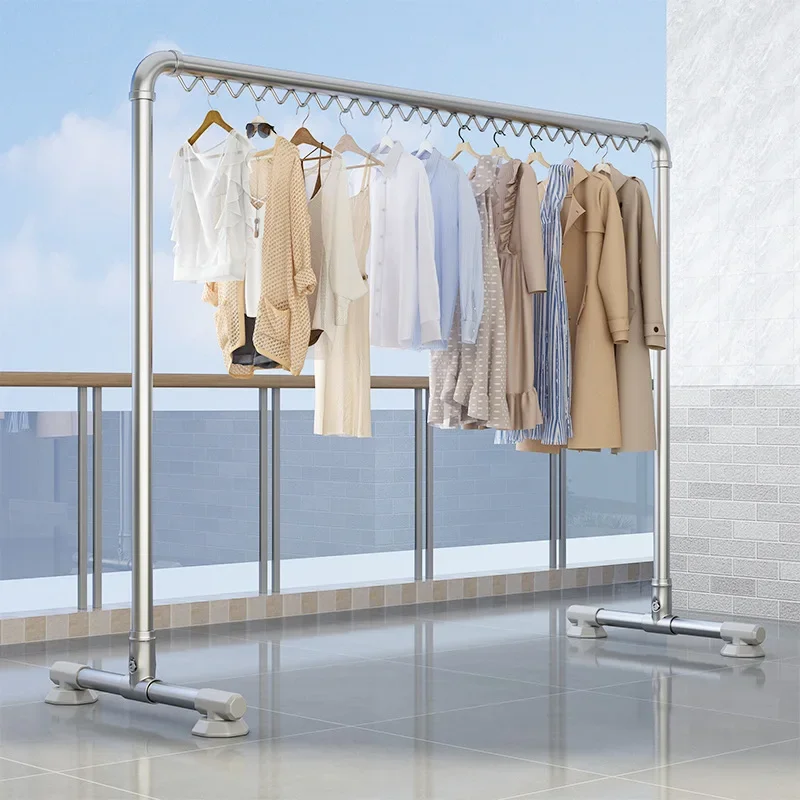 Steel Tube Clothes Drying Rack, Simple Pipe Clothesline, Home Laundry Stand for Balcony Bedroom Outdoor, Foldable Clothes