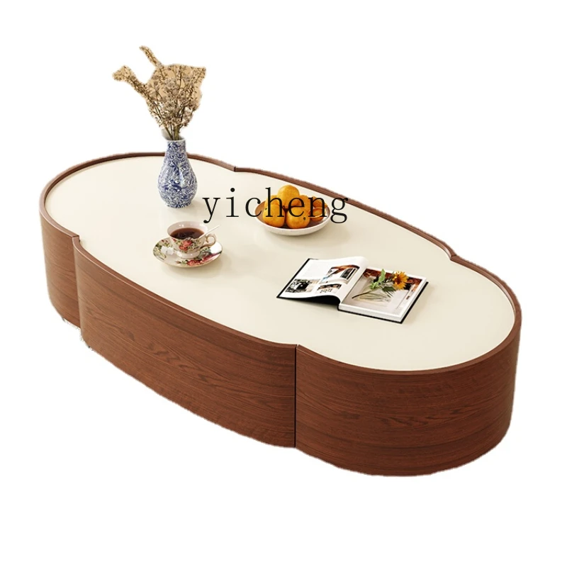 XL Coffee Table Vintage Solid Wood Tea Table Living Room Small Apartment Home Mid-Ancient Style round