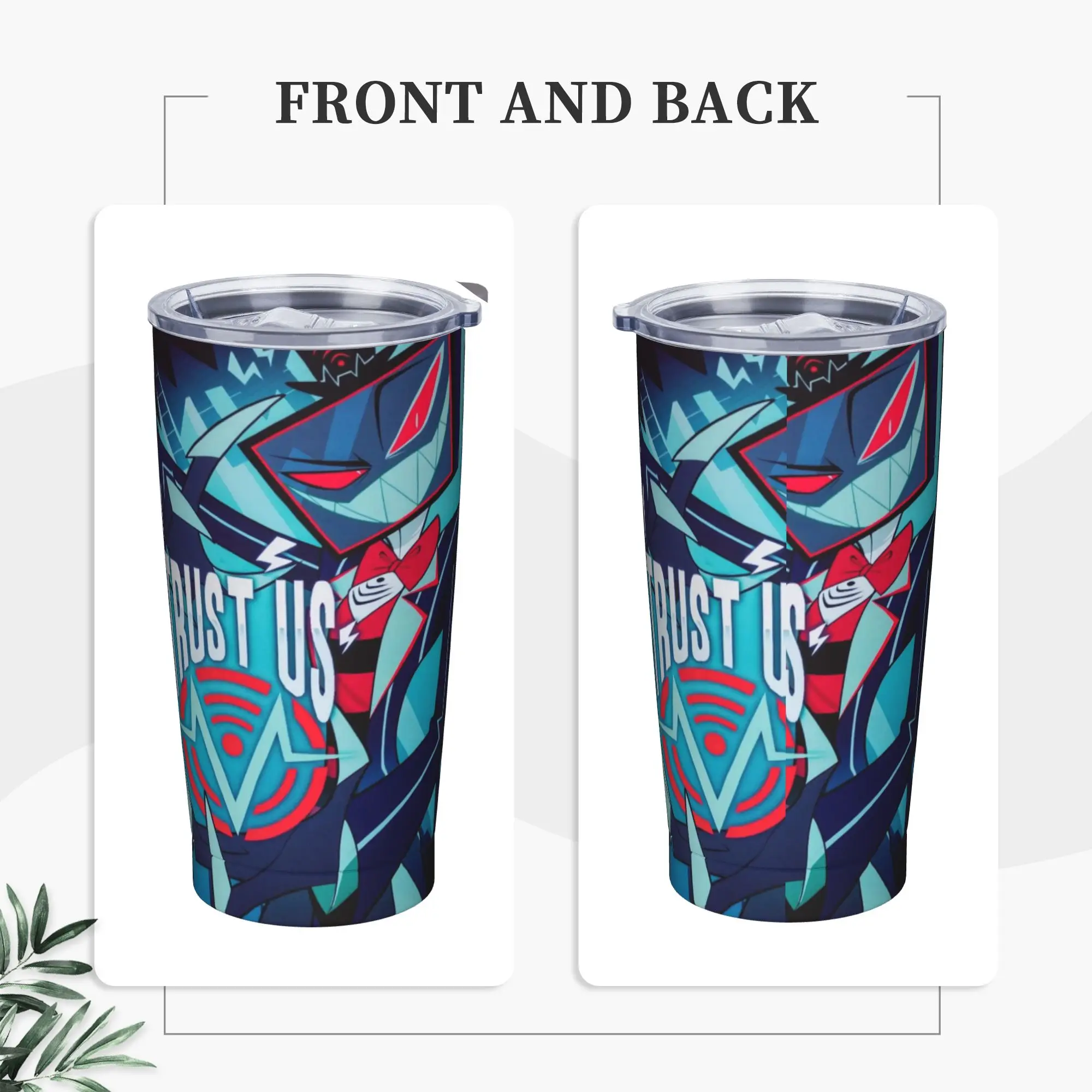 بهلوان hazbines hoteles alastor vox 2 مع أكواب من الفولاذ المقاوم للصدأ من القش كوب مزدوج الجدار معزول للبارد أو الساخن 20 أونصة