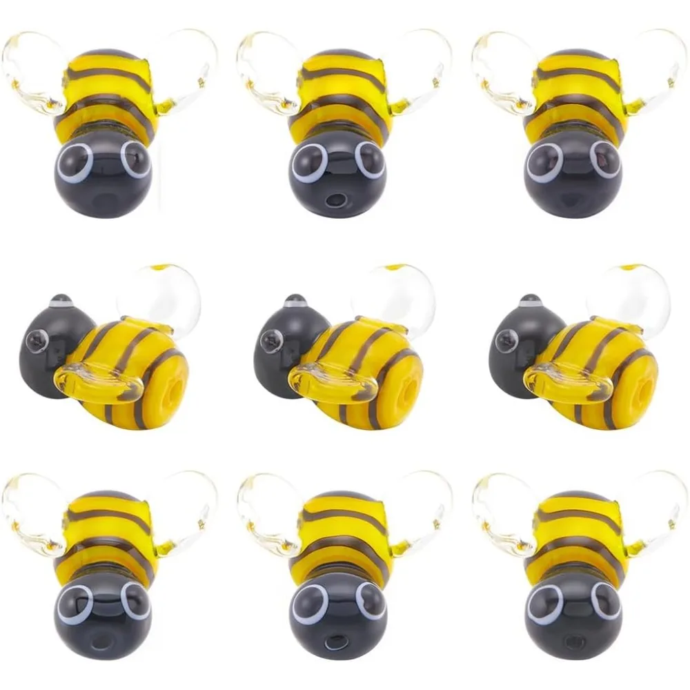 

1 B0X 12Pcs Bees Beads Lampwork Glass Beads Bulk Bee Honeybee Animal Insect Cute 3D Hole Spacers Loose Beads