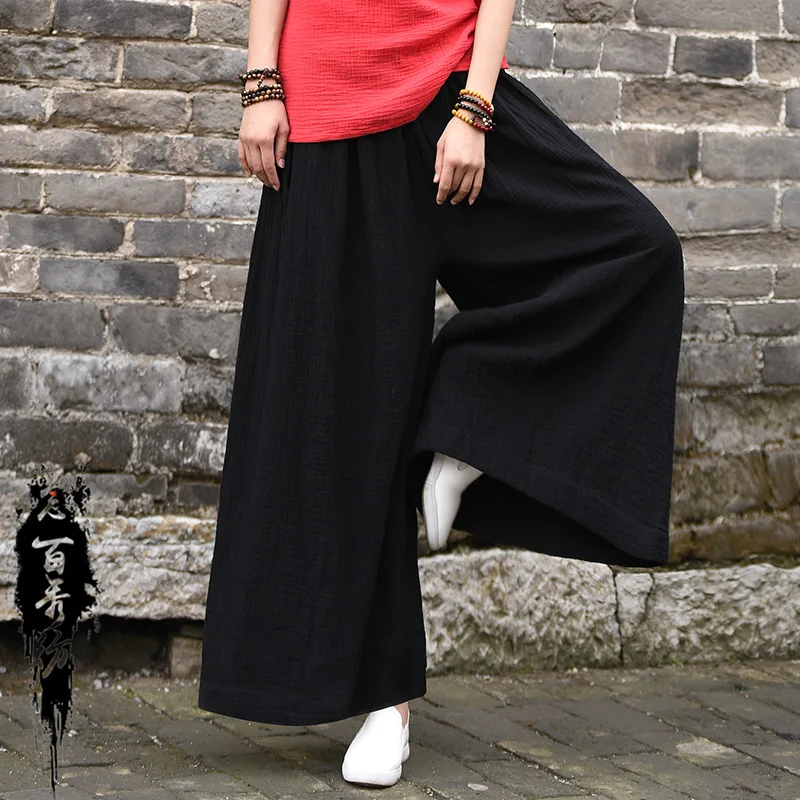 

A/W Cotton Linen Women's Pants - Zen Soft Wide-Leg Trousers for Yoga & Meditation.
