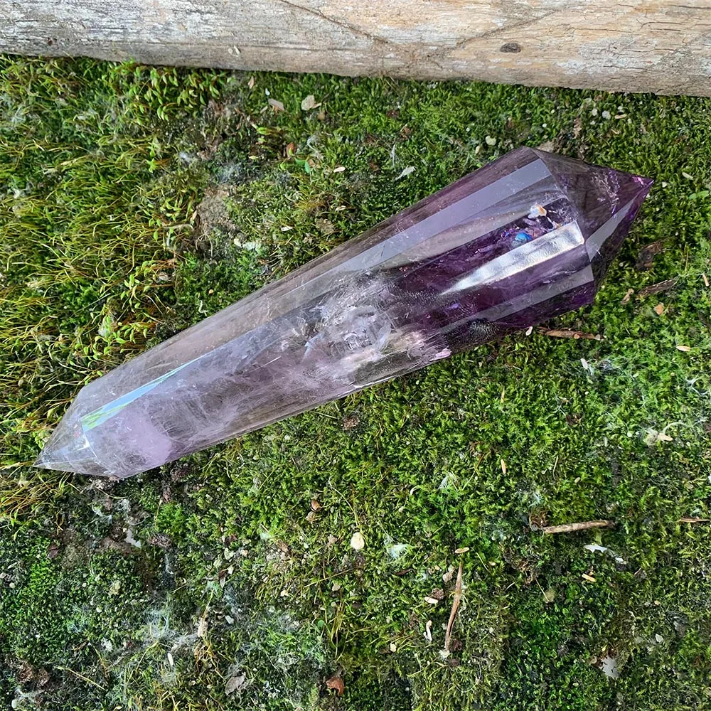 Natural Amethyst Crystal Wand 24 Facets Double Terminated Quartz Point Home Decoration Gift