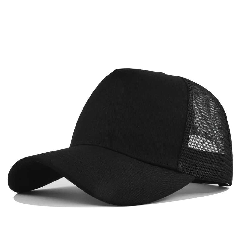 

Hard Panel Baseball Cap Mesh Advertising Trucker Cap Personalized Breathable Large Head Curved Brim Solid Color Sun Hat