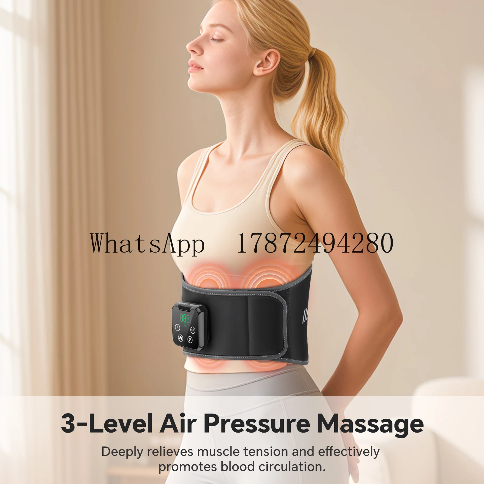 Heating and Ice Vibrator Waist Massage Belt Stylish Lumbar Hot Cold Compress Lumbar Support Massager 6-level Temperature Adjust