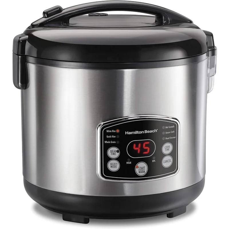 

Hamilton Beach Digital Programmable Rice Cooker&Food Steamer,14 Cups Cooked(7 Uncooked) With Steam&Rinse Basket, Stainless Steel