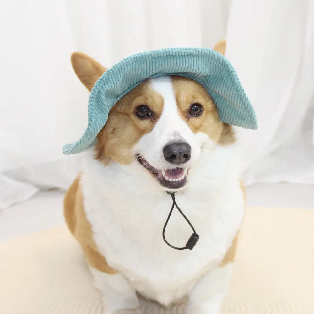 

Modern Adjustable Summer Beach Corduroy Visor Hat for Dogs Cats Bare Ears Sunbonnet Headdress for Pet Apparel Accessory
