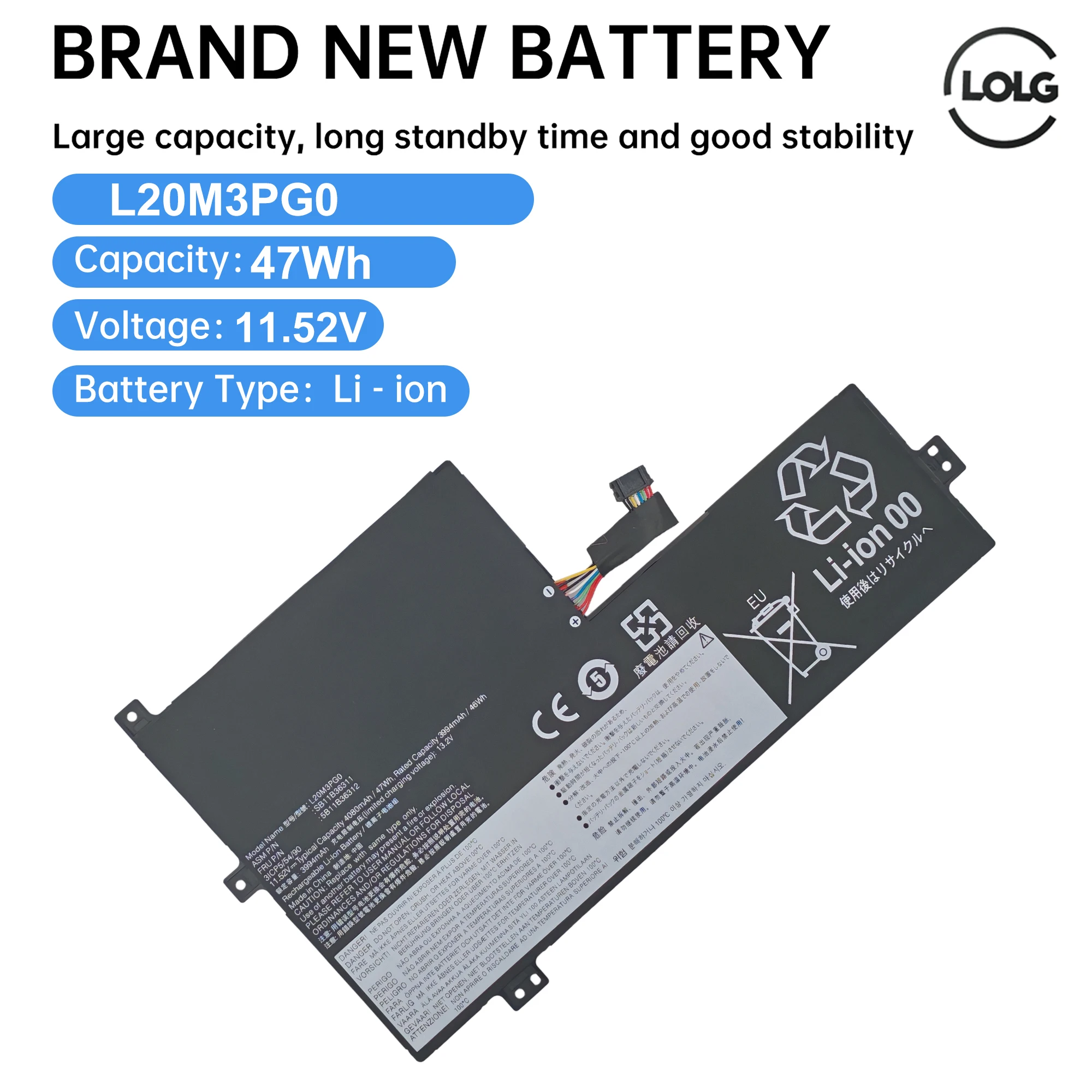 L20C3PG0 Laptop Battery For Lenovo ThinkPad 100E 300E 500E Chromebook L20D3PG0 L20M3PG0 series L20M3PG3 HOT SALE