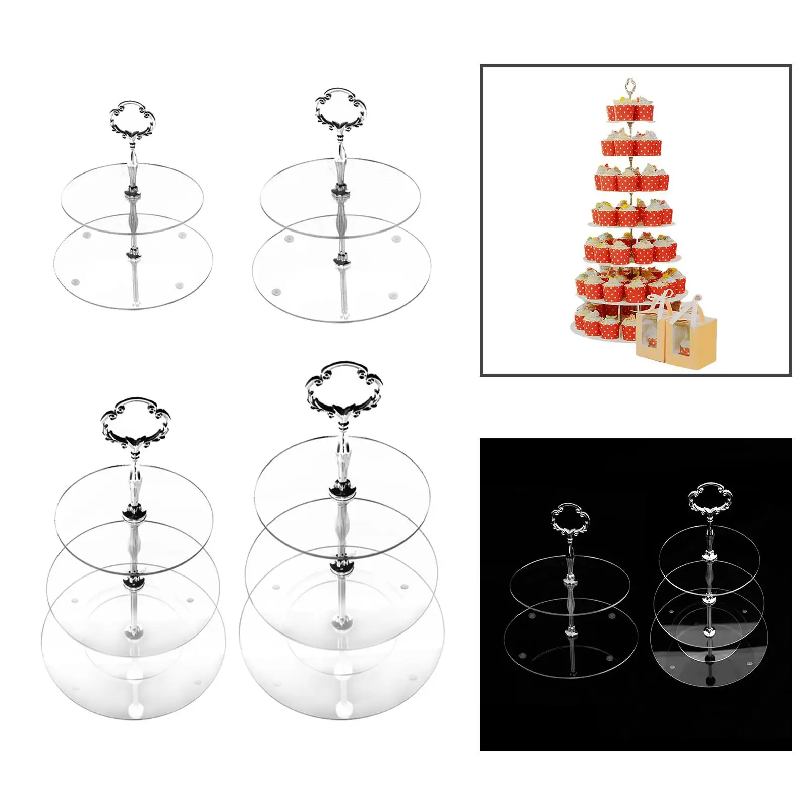2-4pack Cupcake Stands for Dessert Wedding Serving Tray for Party Desktop Home