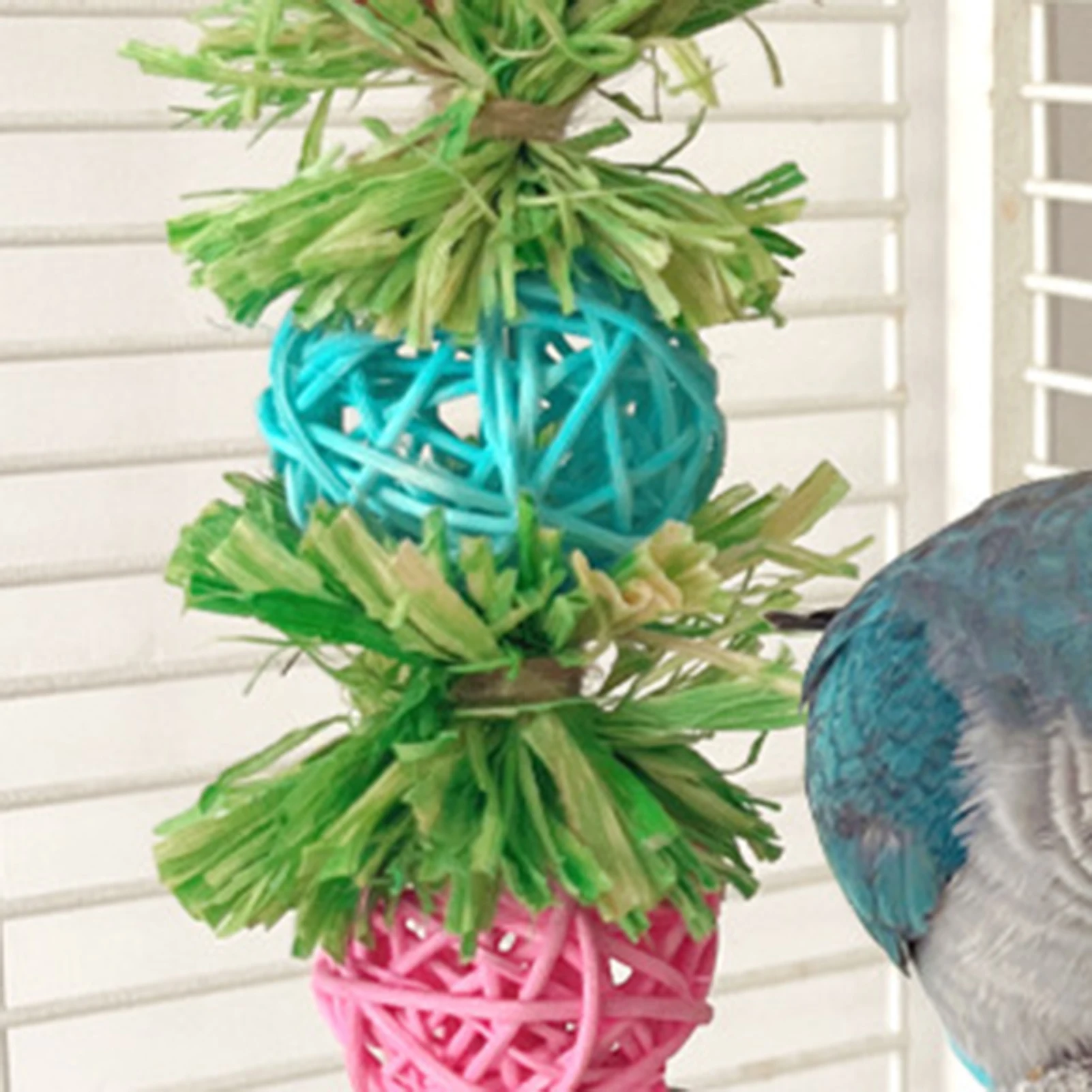 Parrot Chew Toys Natural Corn Husk Ball and Cob String for Cockatiel Lovebird Budgie Cage Hanging Foraging Interactive Bird Toys - view 5
