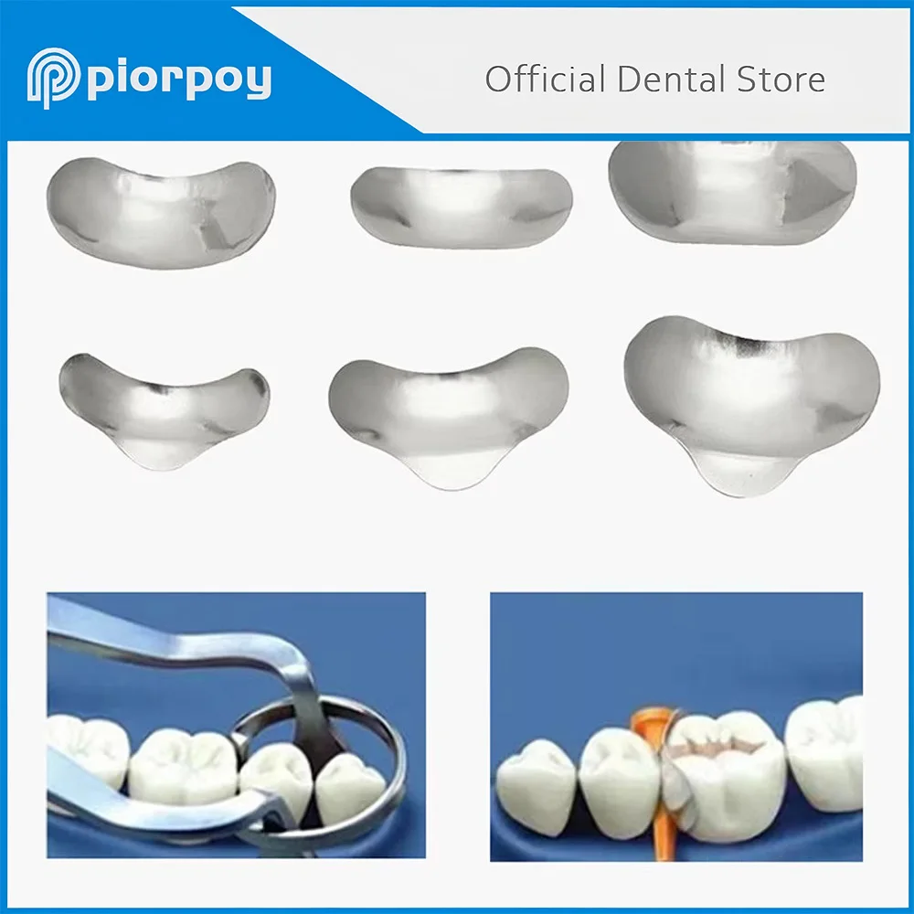

PIORPOY 100Pcs Dental Supplies Matrix Sectional Stainless Steel Contoured Douban Molding Forming Sheet Dentistry Accessories