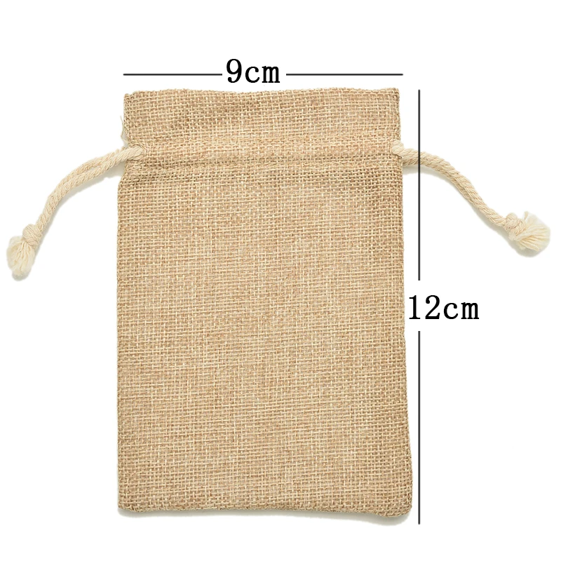 1Pc 9*12cm Mini Rustic Burlap Pouch Sack Drawstring Tie Bag Wedding Party Favor Home Storage Decoration Diy Gifts Accessories