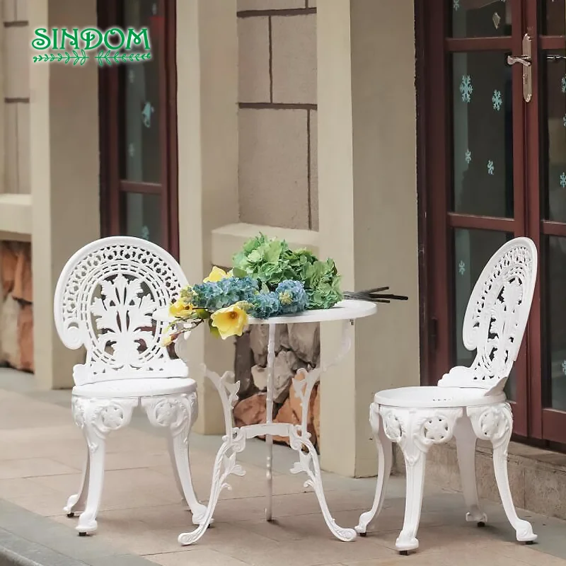 Outdoor Antique Aluminium Garden Tables and Chairs Patio Cafe Furniture Set