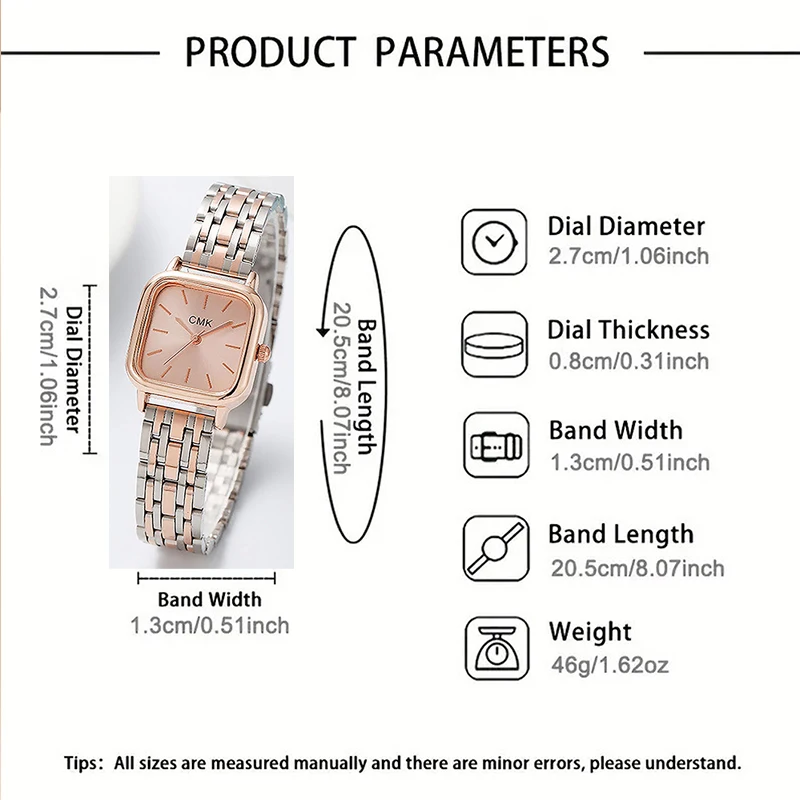 Women's Watch, Quartz Watch, Simple Fashion Casual Watch, Small Elegant Metal Strap, Square Dial