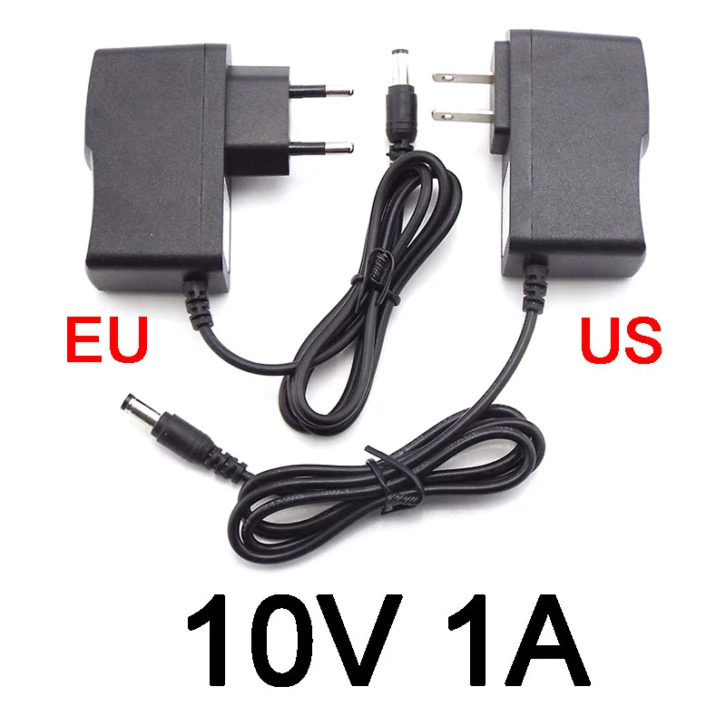 Convertitore spina adattatore di alimentazione ca cc 10V 1A 10Volt 1000ma per interruttore caricabatterie CCTV 5.5mm x 2.5mm spina usa/ue 100-240V